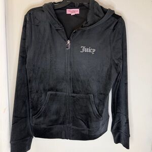 Juicy Couture Black Velour Hoodie with Pink Logo Tag